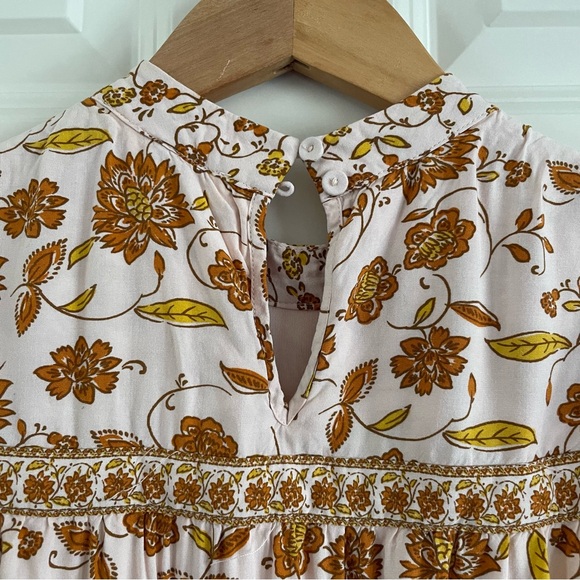 DR2 Floral Ruffle Mini Dress Cream and Brown - Picture 3 of 10